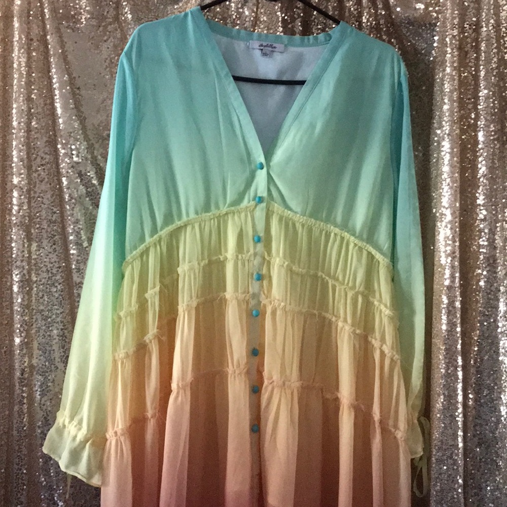 Hazel & Olive Rainbow Ombre hi-lo maxi Dress Large